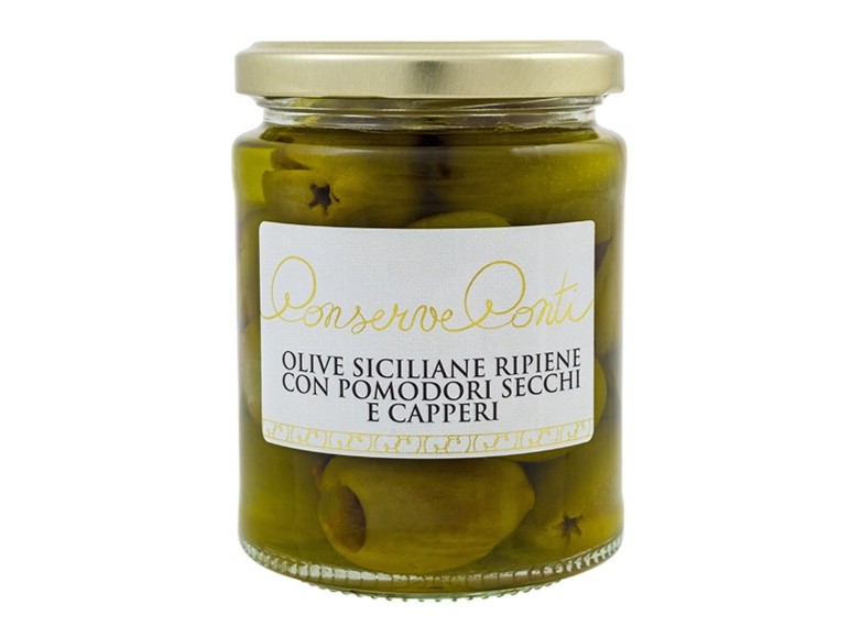 Olives farcies tomates/câpres Conti 270g